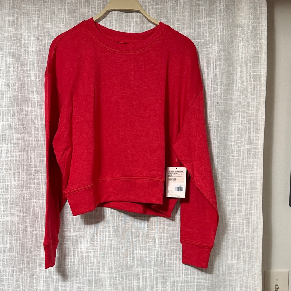 Red Cropped Scuba Crewneck